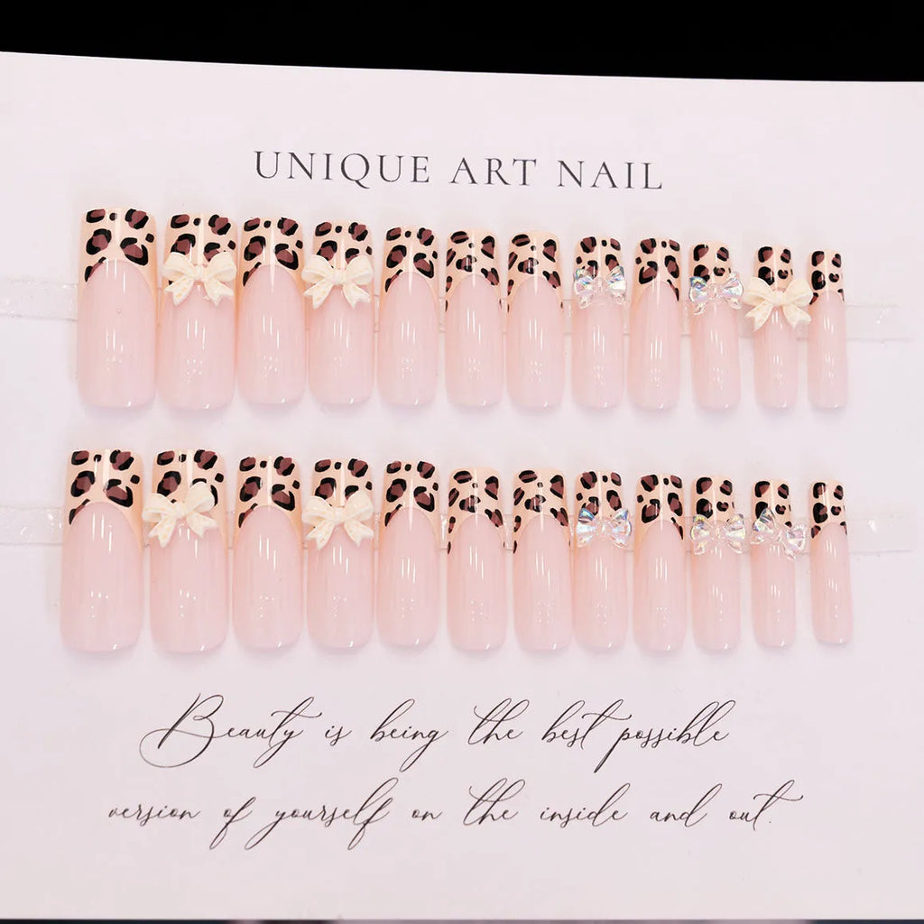 Leopard print butterfly nail art decorations with 3D designs in WM296 colour for women's manicures