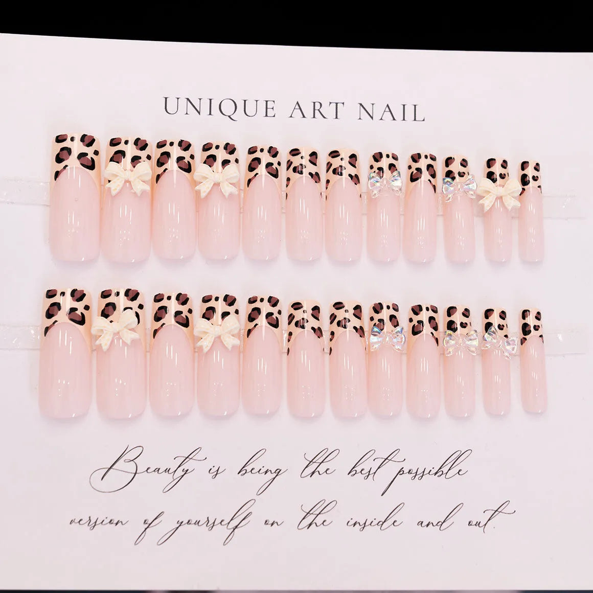 Leopard print butterfly nail art decorations with 3D designs in WM296 colour for women's manicures
