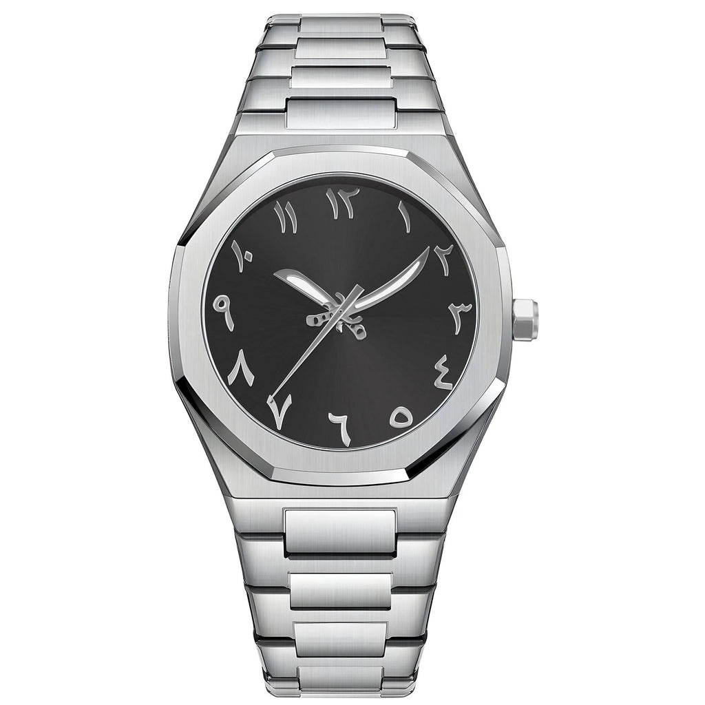 Men's business casual watch with steel belt and quartz movement in 10mm thickness