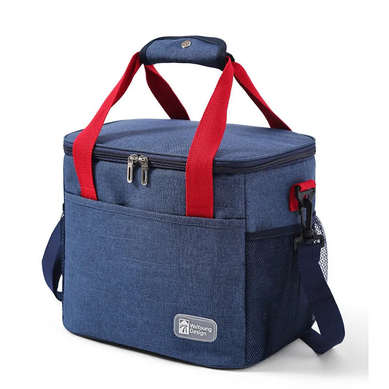 Insulated crossbody picnic bag in navy blue with a 15-litre capacity and Oxford cloth material.