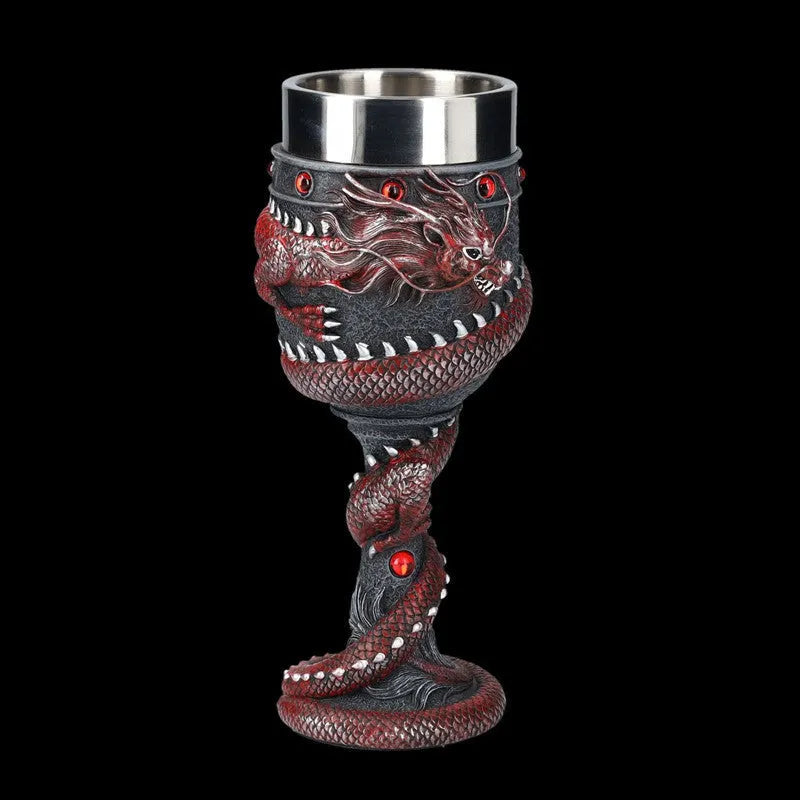 3D dragon design stainless steel red wine glass in gold or red colour with 200ml capacity