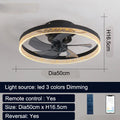 Nordic design ceiling fan light with remote control in 50cm diameter iron and acrylic construction