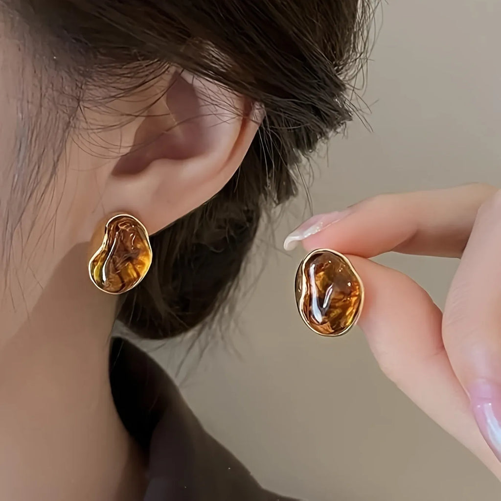 Handmade geometric alloy earrings with tassel elements in three electroplated colour styles