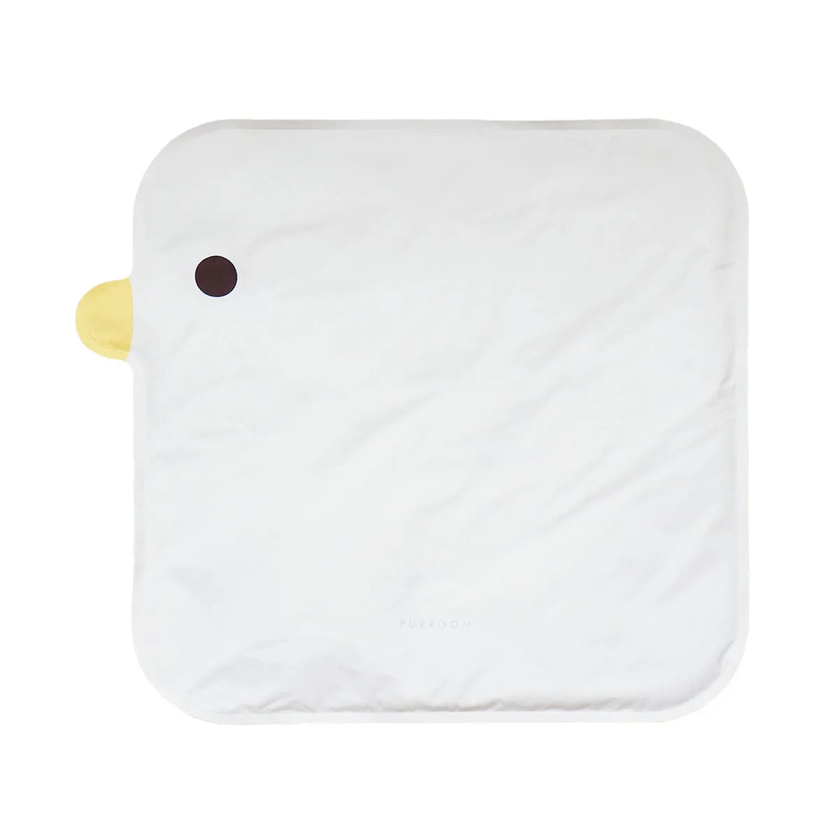 Washable chick-shaped pet cooling mat with non-stick surface next to an oval-shaped option.
