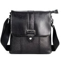 Genuine leather men's crossbody bag black top grain cowhide 26x23x5cm for business travel