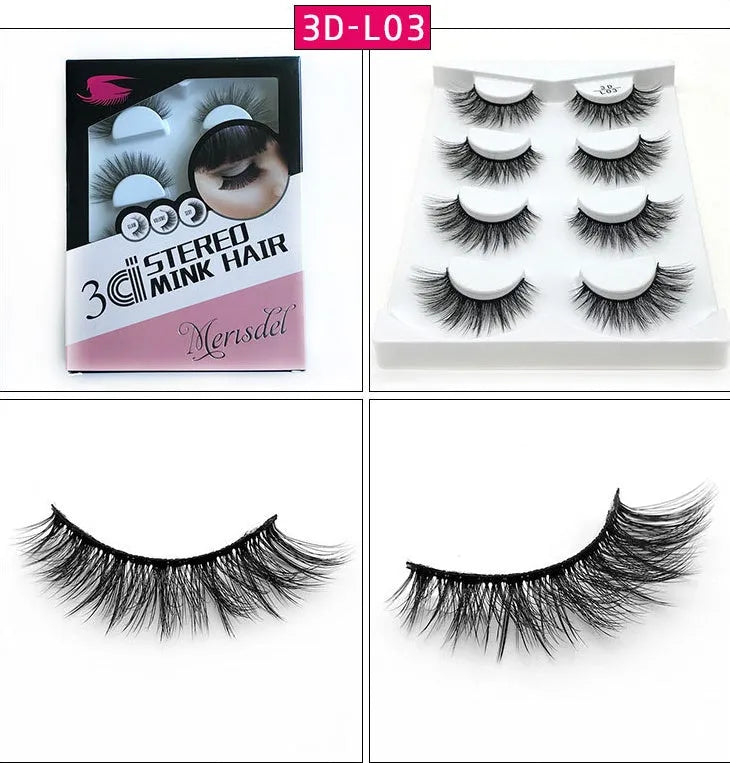 3D false eyelashes handmade from imported fiber with wispy design in L01 style