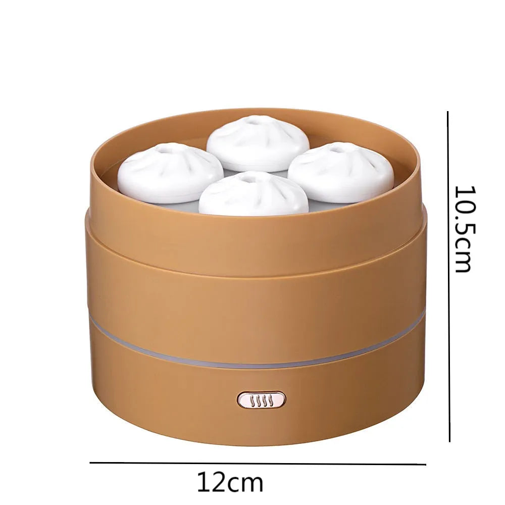 Coffee coloured aroma diffuser with four spray nozzles and LED light display