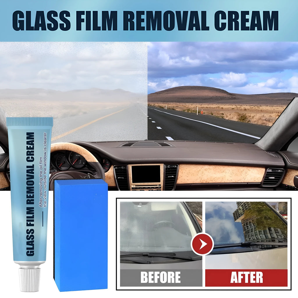 Blue car glass oil film remover bar and soft sponge applicator for decontaminating windshields