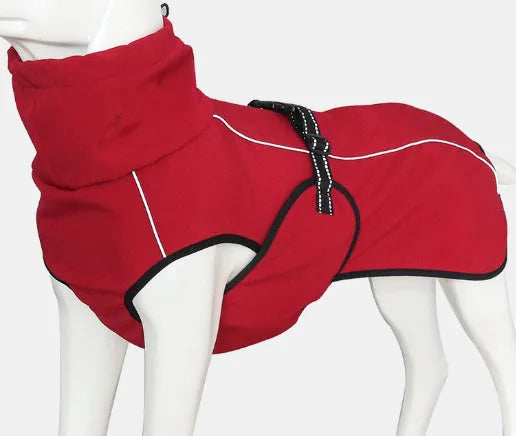 Waterproof double-layer insulated pet dog coat polyester outerwear gray red available sizes XS to XL