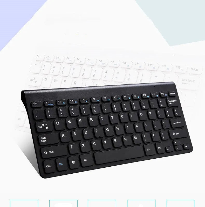 Black and white wireless keyboard and mouse set with USB receiver showing 4G wireless technology