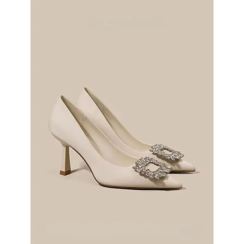 Women's pointed toe stiletto high heel pumps in solid colour for formal wear