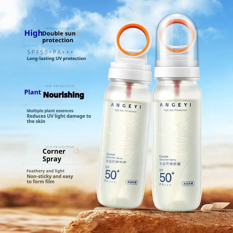 Crystal Sunscreen Spray SPF50 90ml aerosol can for full body UV protection