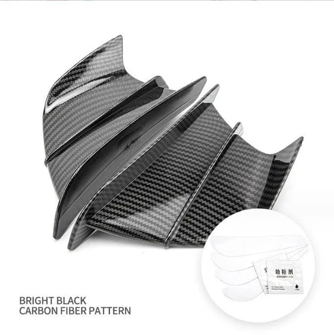 Universal motorcycle spoiler wing accessory in black, measuring 18cm by 8cm