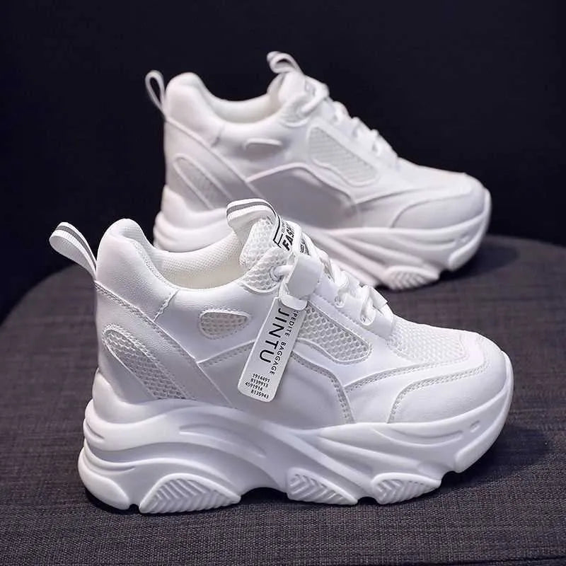 Women's black mesh platform casual shoes with hollow-out toe holder and TPR sole