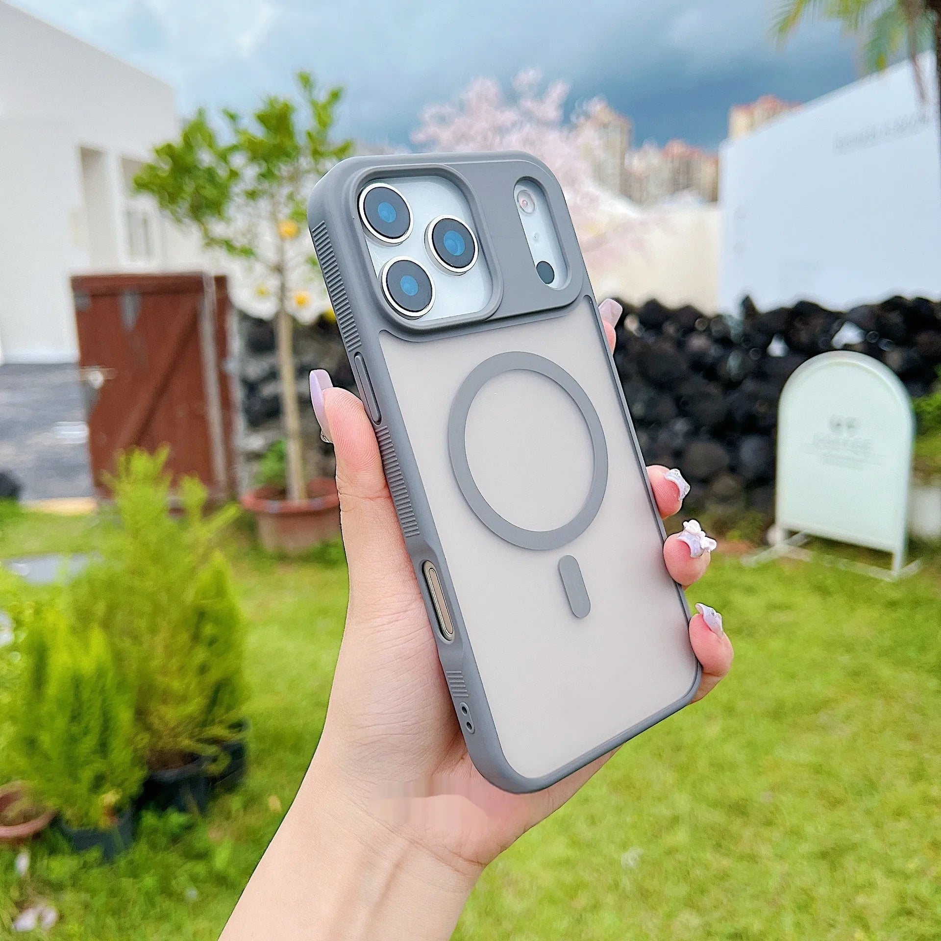 Magnetic matte iPhone case with frosted finish for Apple 14-17 Pro models in five colour options