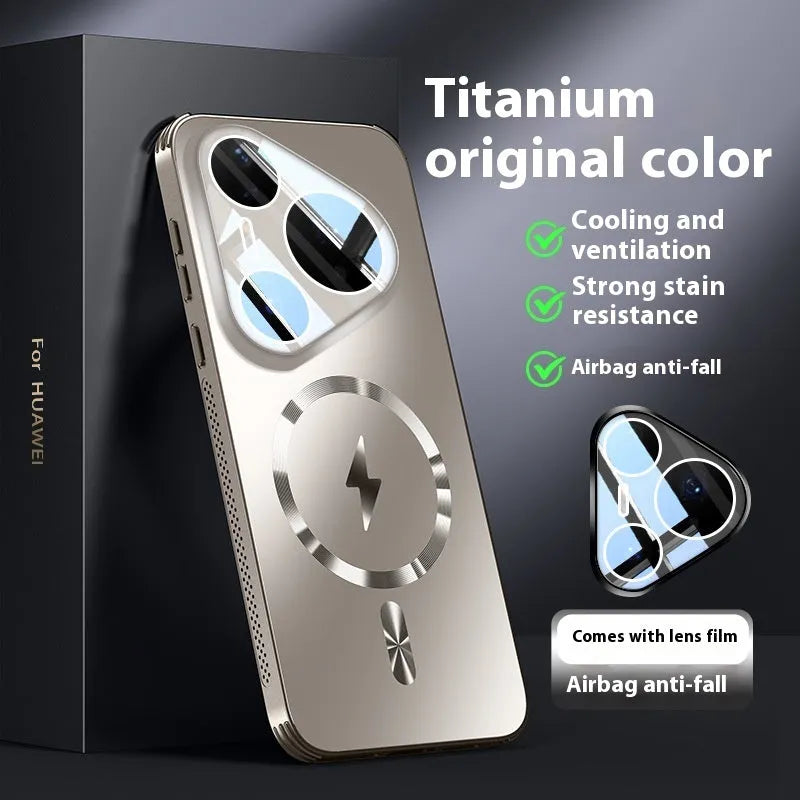 Frosted magnetic belt lens protector phone case for Huawei Pura70 Pura80 in solid colour options