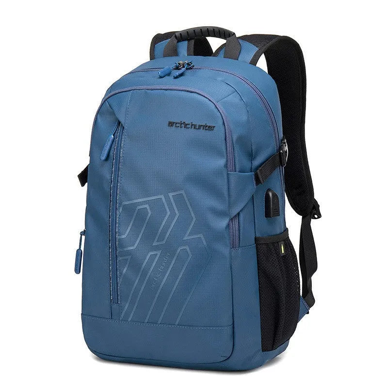18-inch plaid polyester computer backpack with curved shoulder straps in multiple colour options