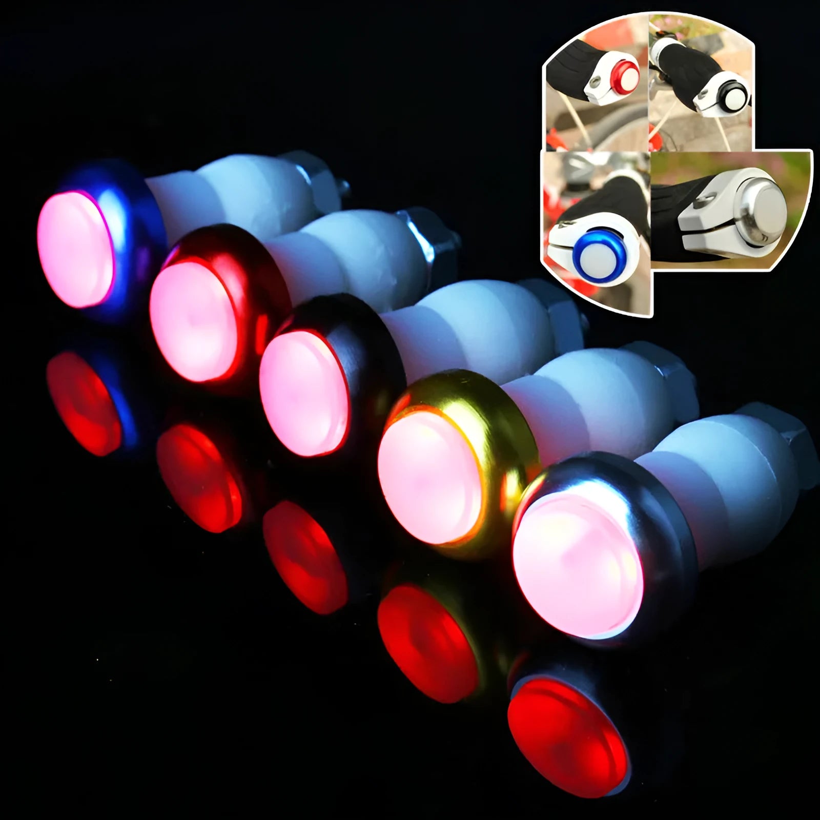 Aluminium alloy bicycle handle blocking light in anodised finish mounted on handlebar end