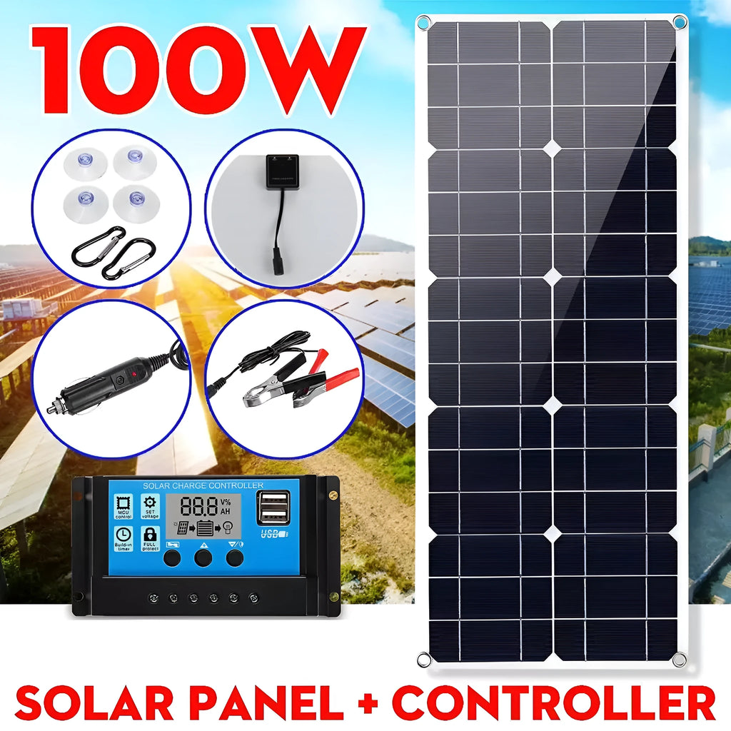 30W semi-flexible solar charging panel with USB output for outdoor device charging