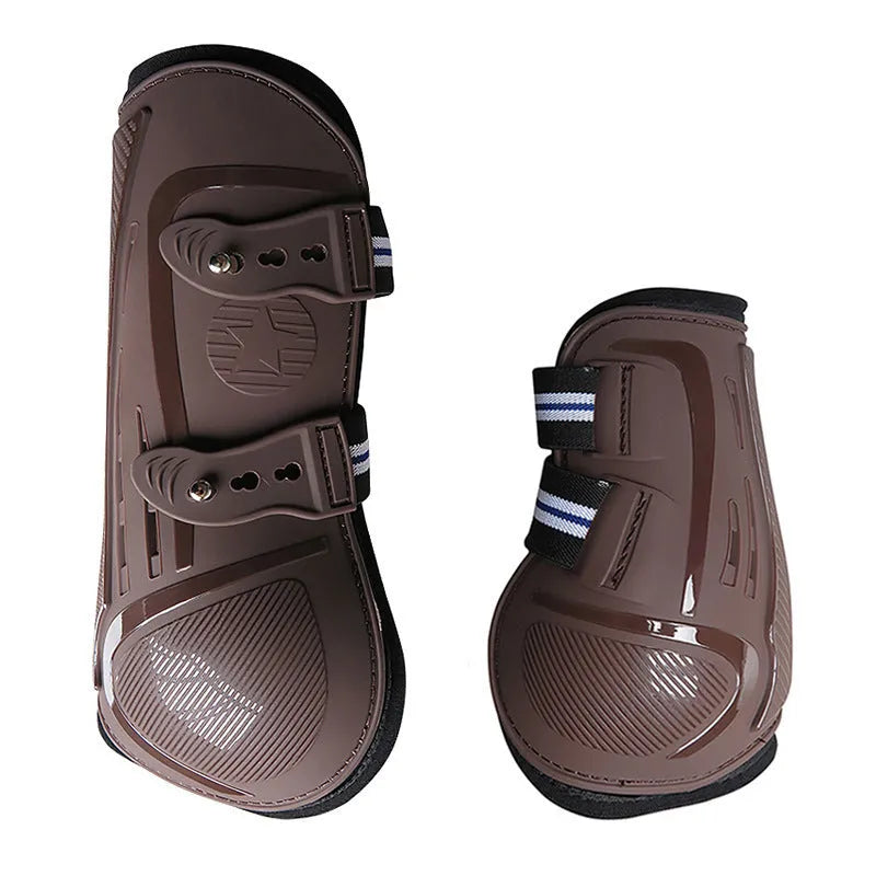PU hard shell horse leg guard with elastic neoprene and air hole, front rear four-piece set