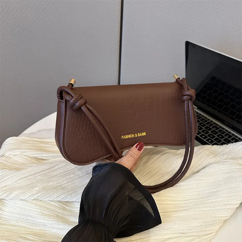 Solid colour PU underarm bag with single shoulder strap, khaki finish
