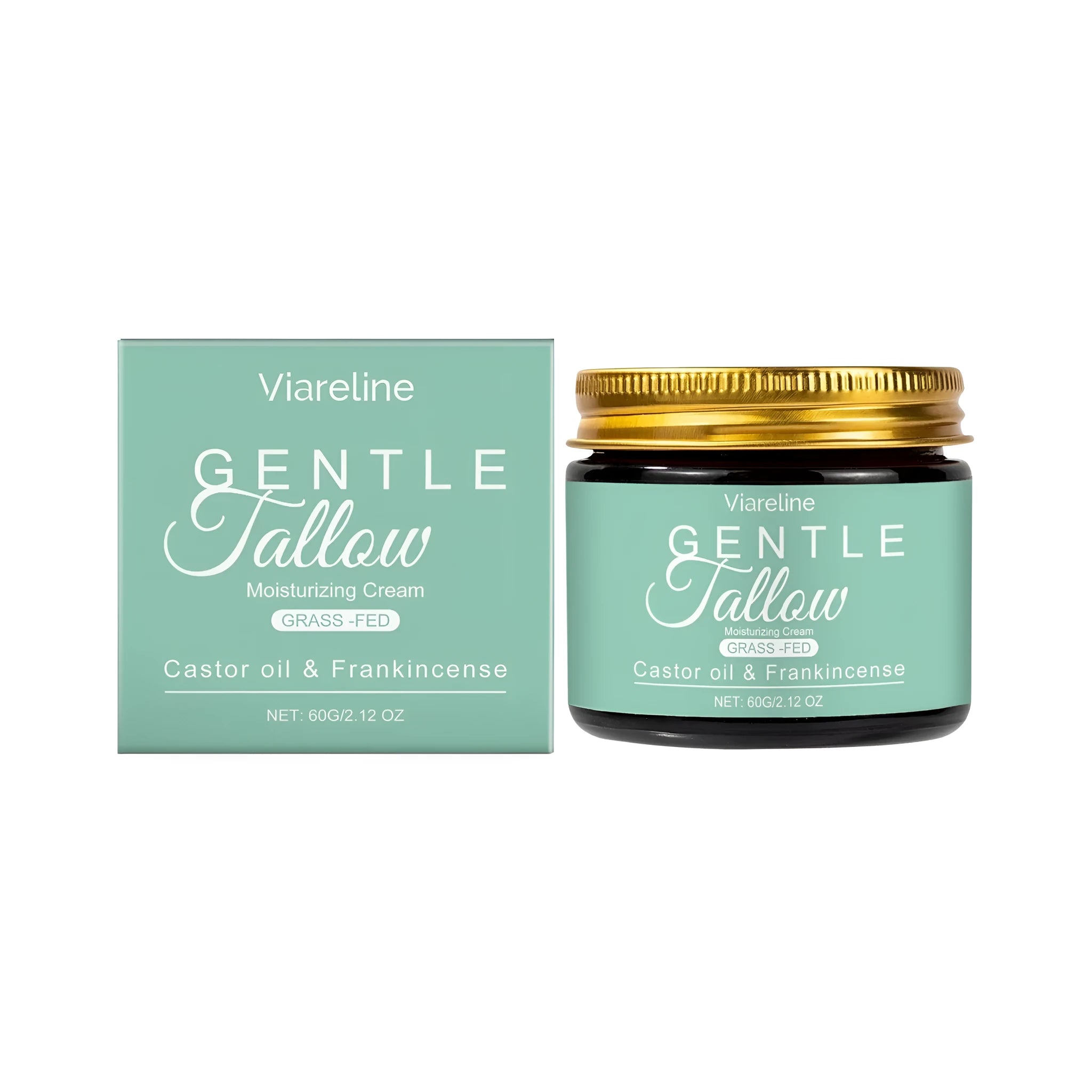 60g glass jar of beef tallow moisturising cream with frankincense.