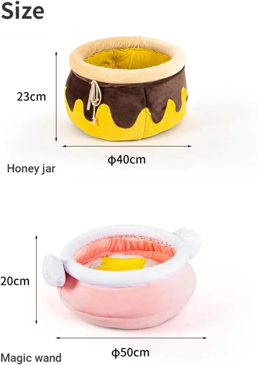 Honey pot magic shape cat sofa bed in pink or yellow with removable pad for small cats and dogs