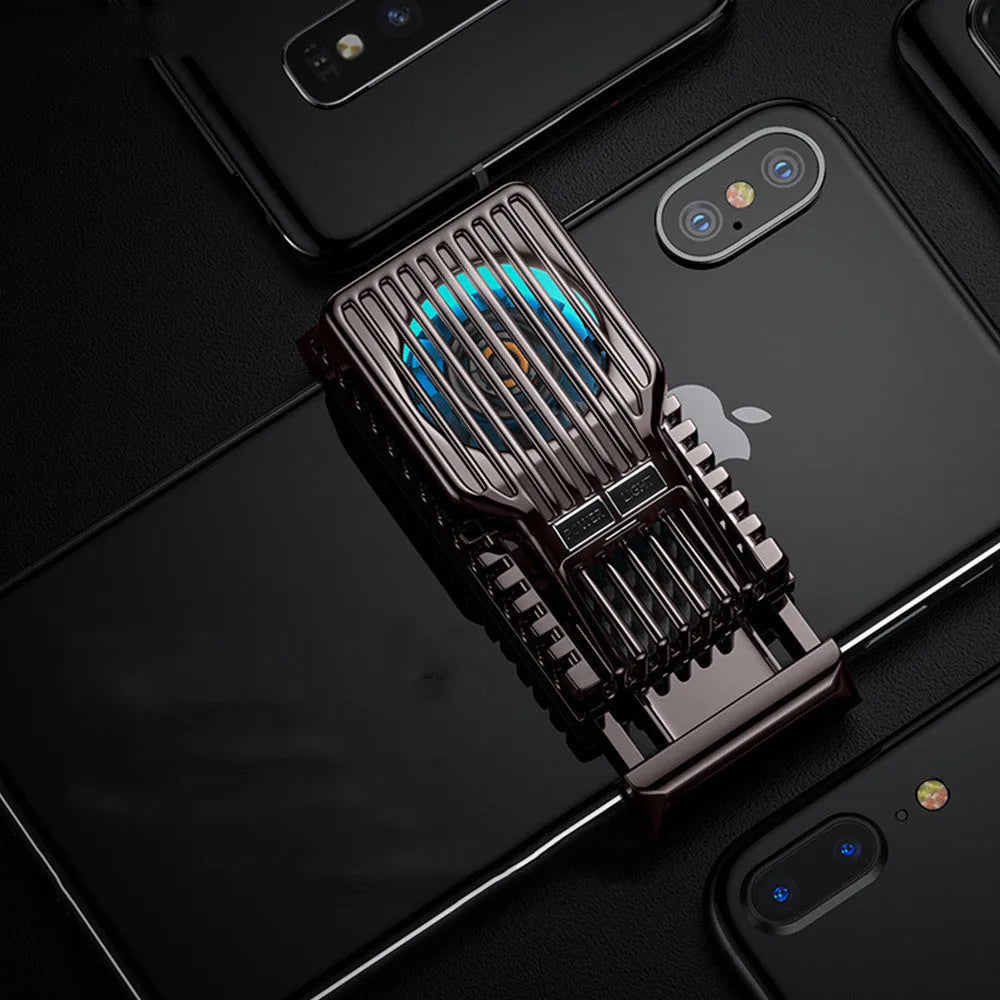 Black clip-on mobile phone radiator with aluminium alloy heatsink for smartphones