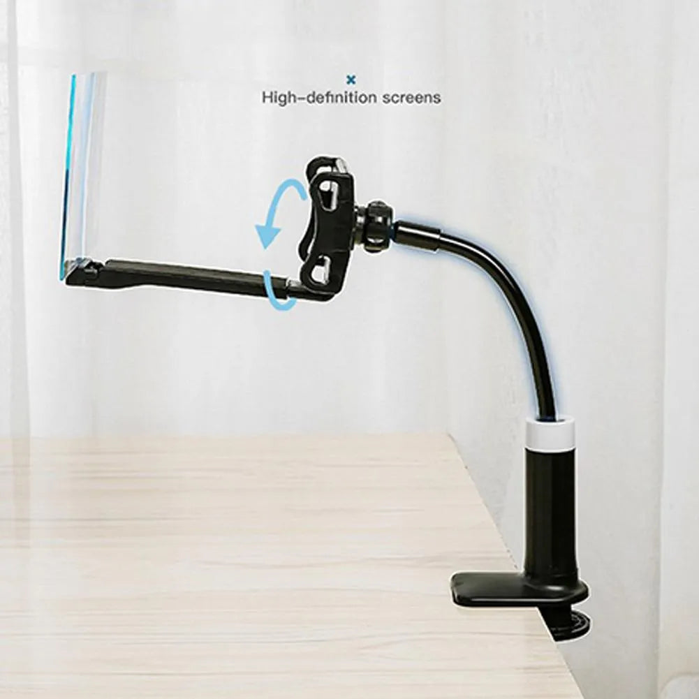 Black 12-inch mobile phone screen amplifier with adjustable bracket showing acrylic blue lens display