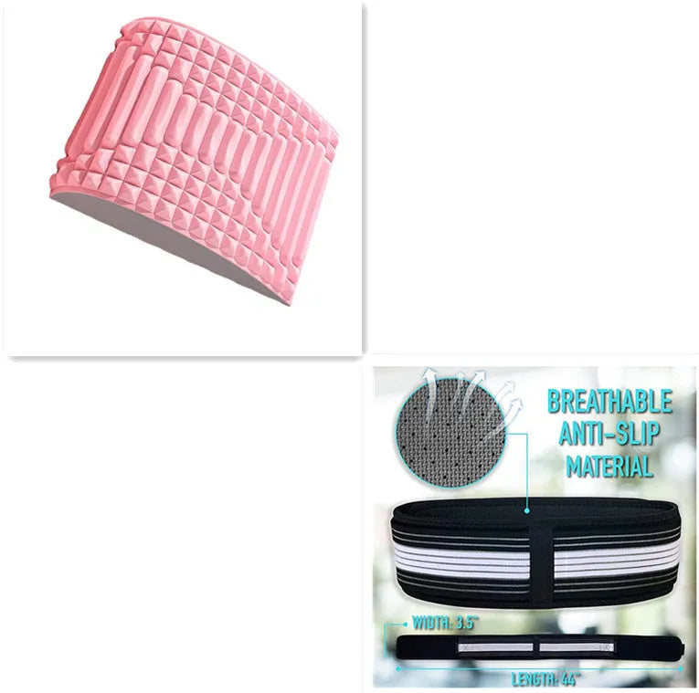 Blue EVA foam back stretcher pillow for lumbar and neck support on a flat surface.