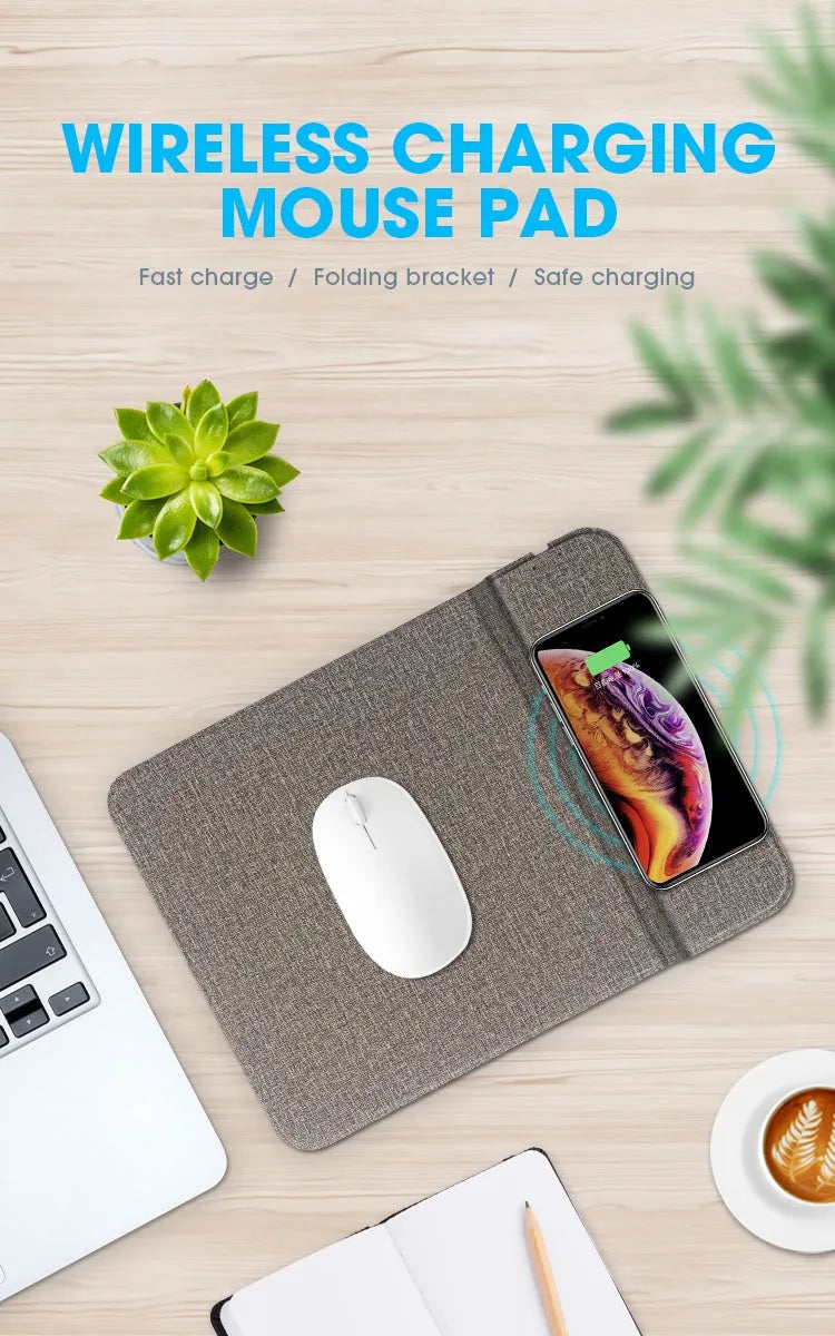 Foldable cloth wireless phone charging holder in open and closed positions