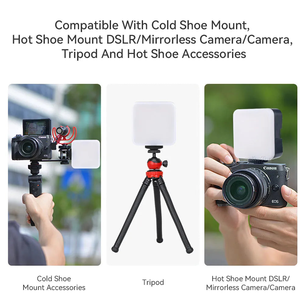 LED mini square outdoor pocket light tripod flash with rotatable head on a small stand