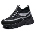 Flying Woven mesh dad shoes women's breathable lightweight soft sole casual sneakers flat heel front lace-up round toe