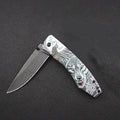 High hardness outdoor folding knife with 9cm 7cr17Mov stone wash stainless steel blade, closed length 120mm, in gift box