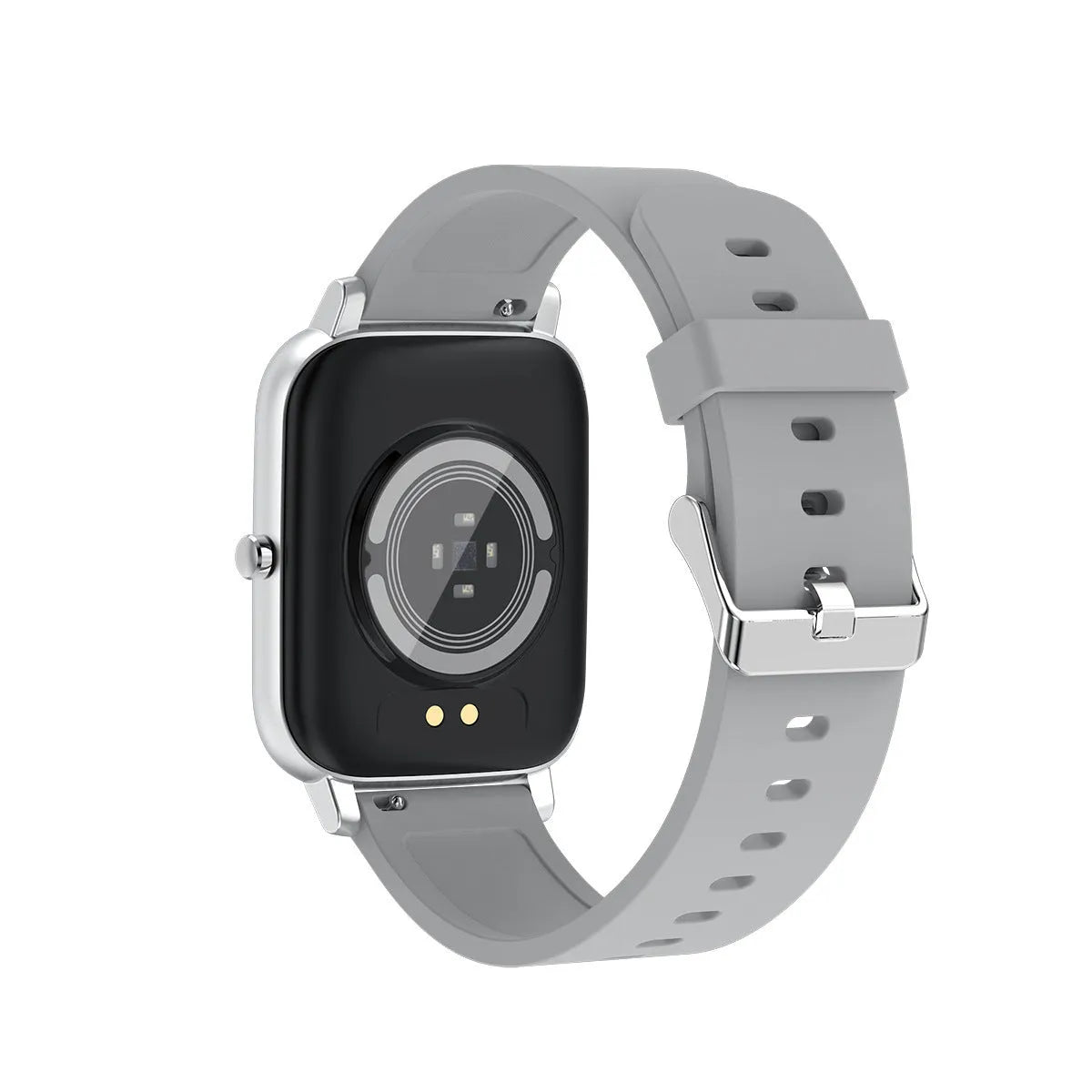 H80 black smart watch with 1.69-inch screen on a silicone strap, displaying ECG and heart rate data