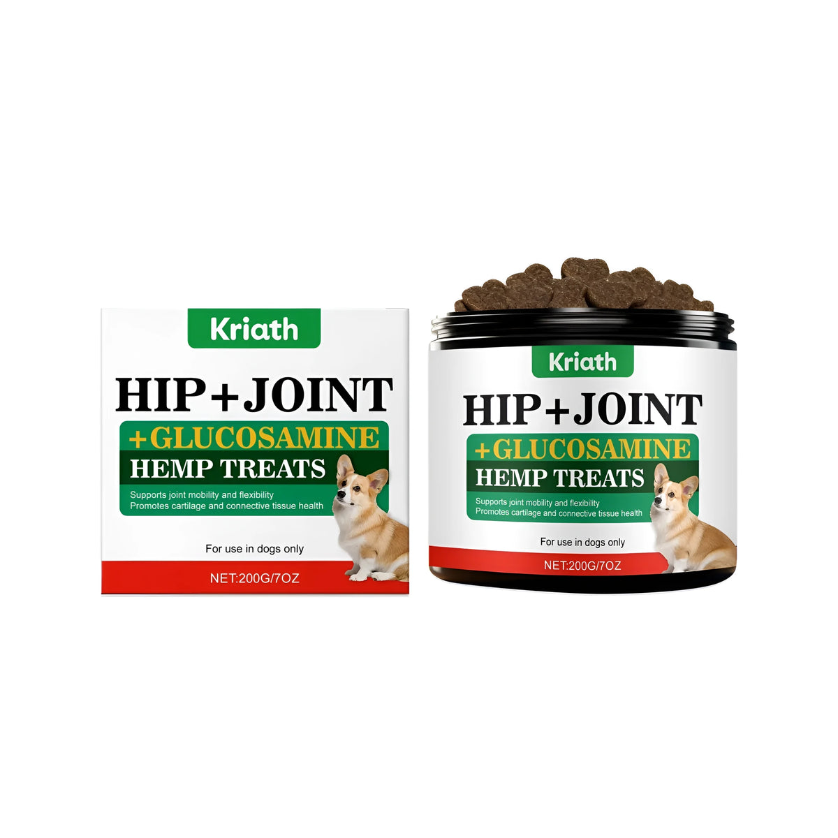 200g container of dog joint supplement soft particles with glucosamine, chondroitin, and MSM