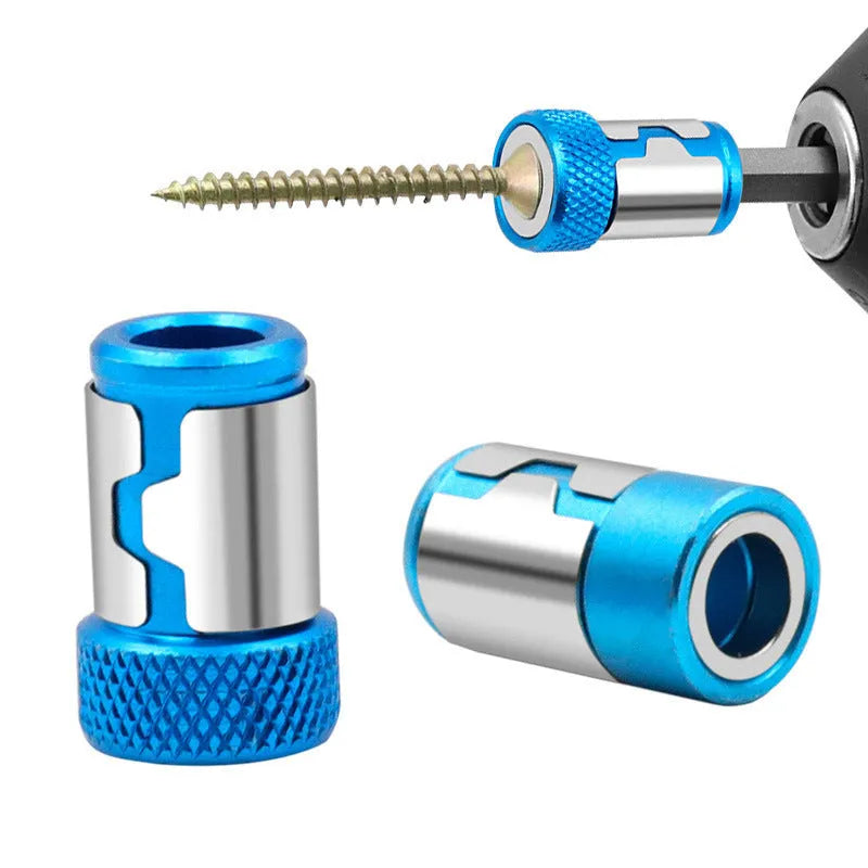 Light blue slotted screwdriver bit with a magnetic ring for metric screws