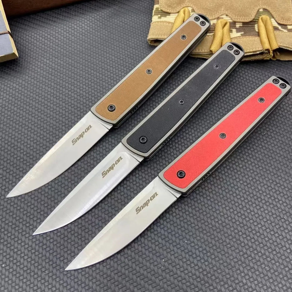 Closed folding fruit knife showing handle colour with 17cm total length and 7cm blade