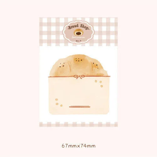Food bread handbook note paper with back card, 30 sheets, 85mm by 120mm