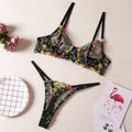 Women's floral bikini underwear set in pure desire style, shown in multiple colour options.