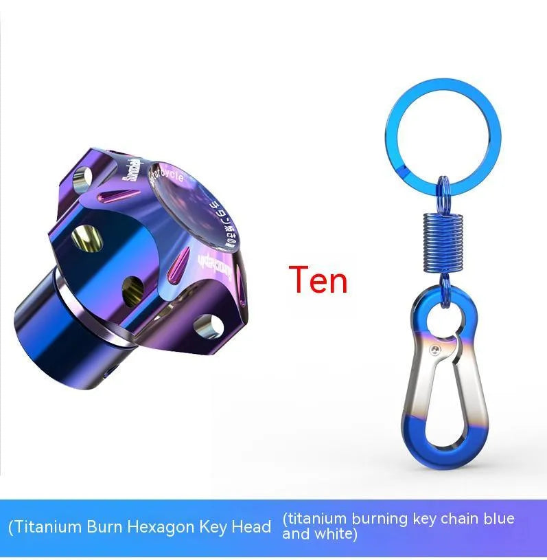 T6 aluminium alloy motorcycle key head covers in hexagonal, five-pointed star and plum blossom designs