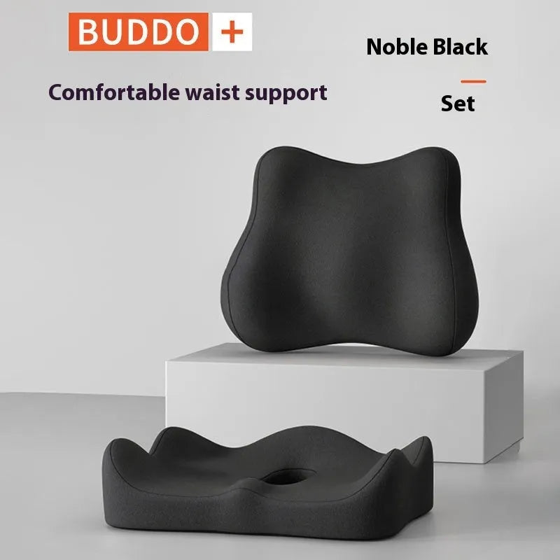 Waist rest seat cushion with memory foam filler for office chair comfort and tail vertebra support