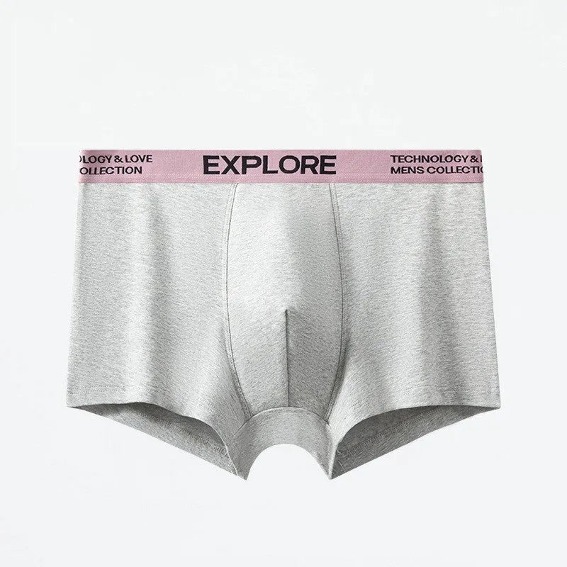 Men's cotton mid waist underwear shown in multiple colour options including pink, gray black, and green.