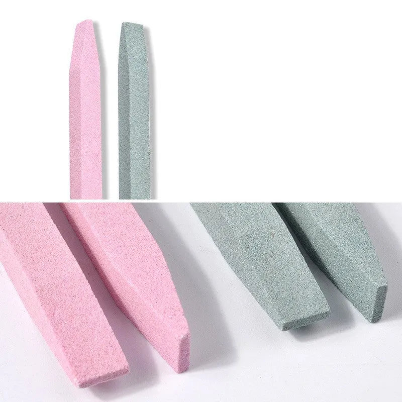 Nail quartz abrasive stick with plastic handle in pink colour for nail shaping and smoothing