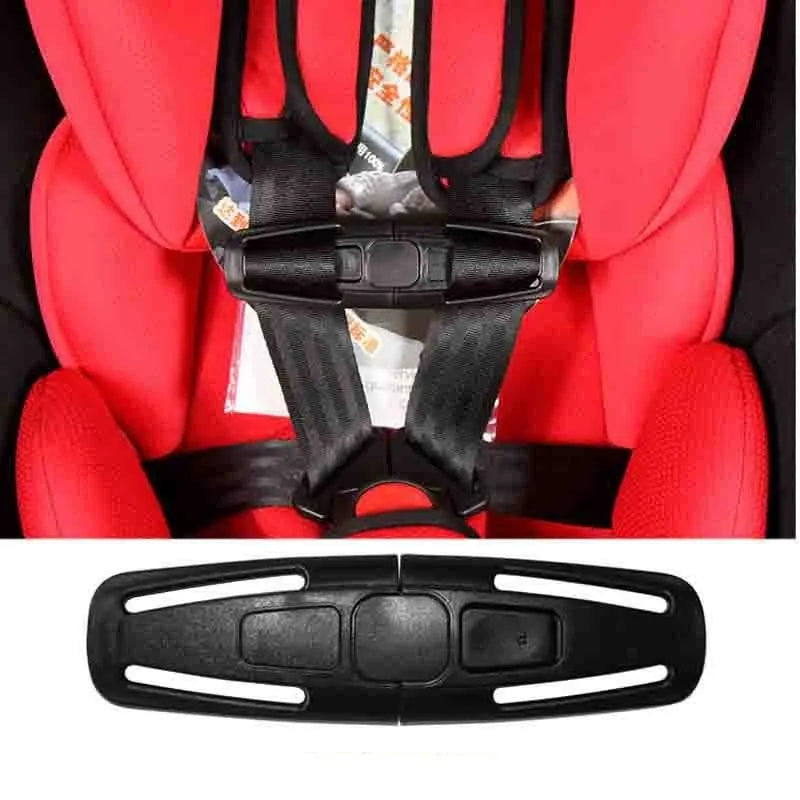 Black nylon child safety seat belt buckle clip for 5-point harness systems