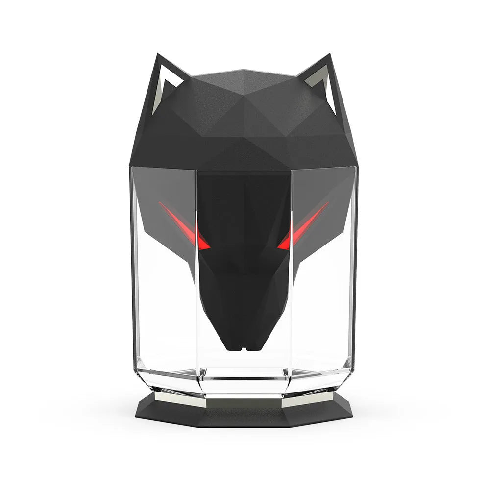 War Wolf Air desktop ultrasonic humidifier with colourful LED lights and USB cable.