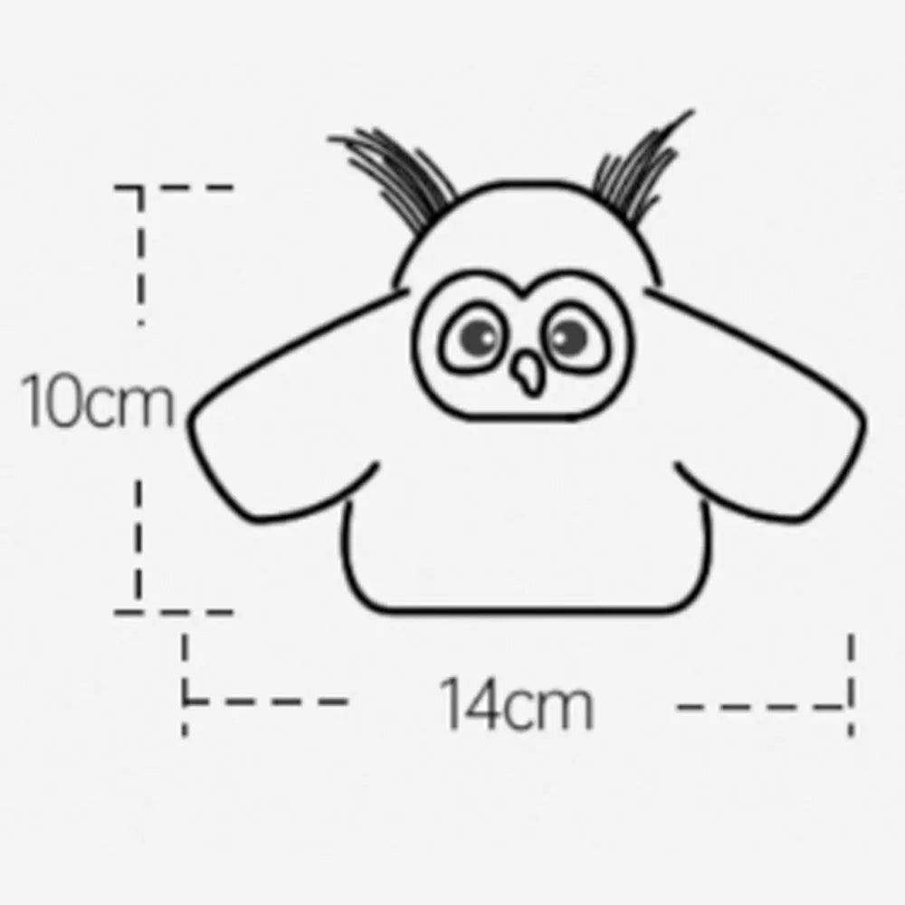 Grey automatic owl cat toy with flapping wings on a floor