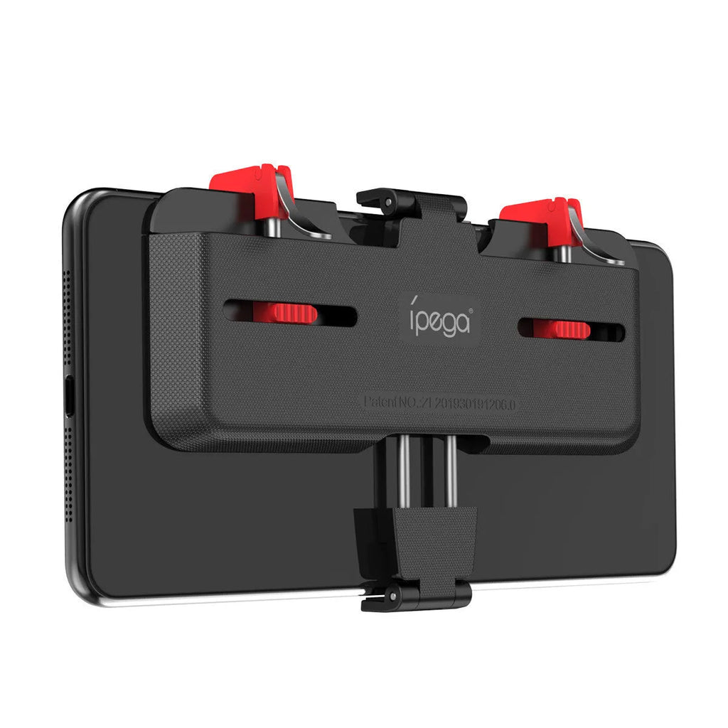 Black mobile phone gaming bracket with telescopic trigger controller for shooting games