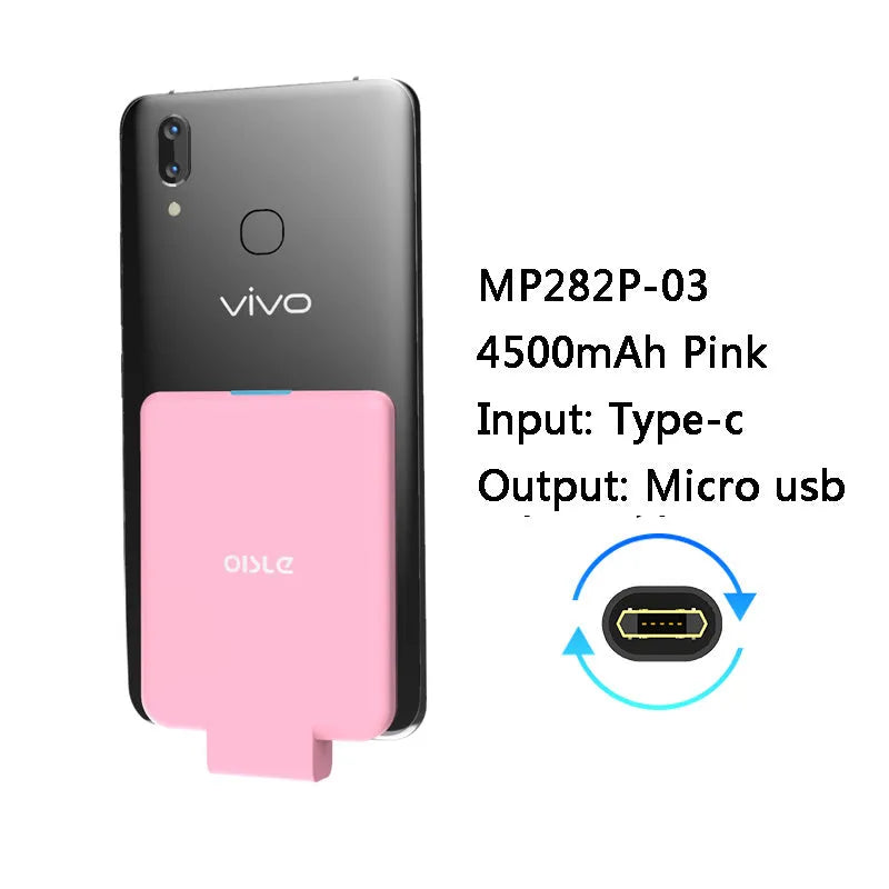 MP282P back clip battery in multiple colours showing 4500mAh capacity and thin 9mm profile