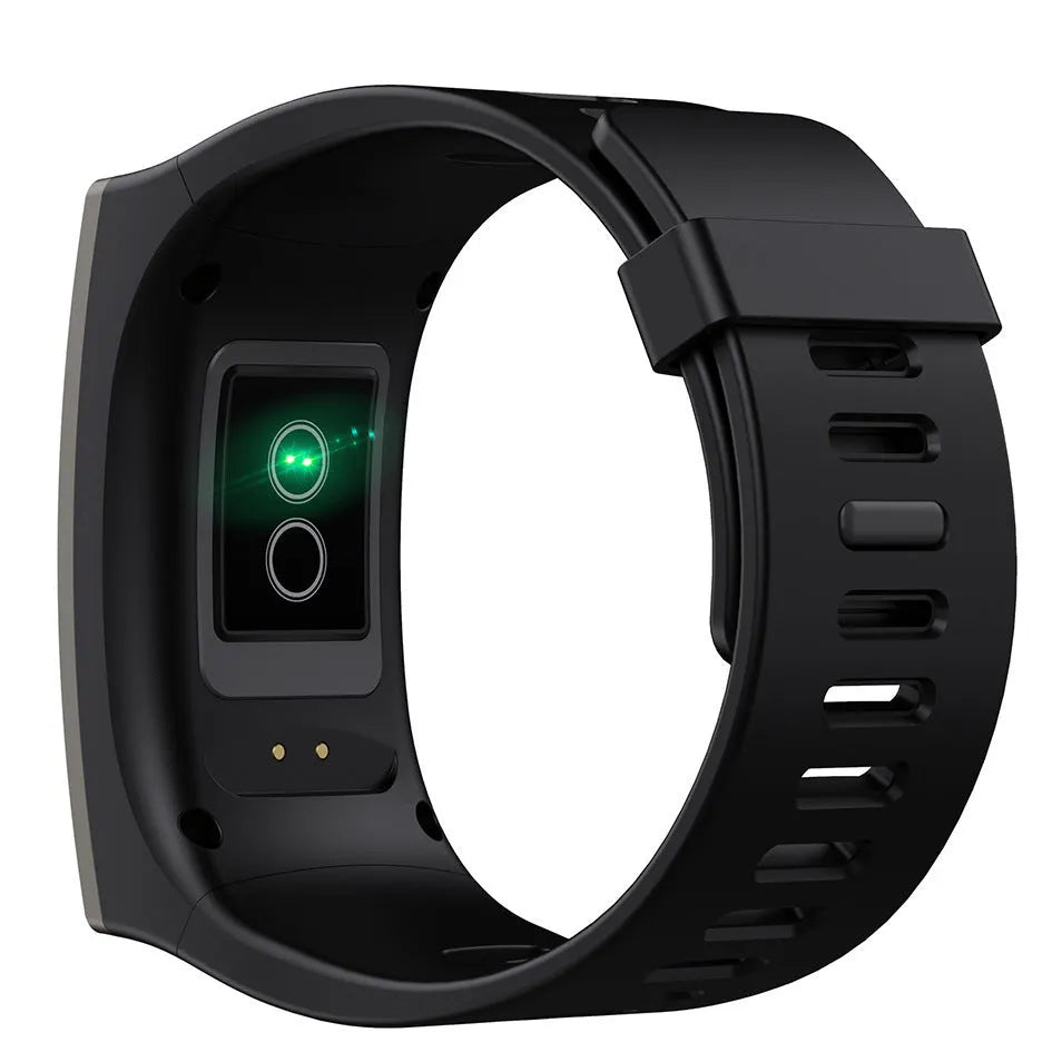 DM12 smart watch with 1.91 inch full touch display, black silicone strap, heart rate sensor, magnetic charger